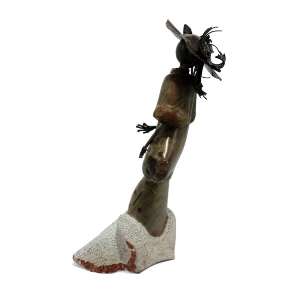 Woman Sculpture Handmade from Stone and Metal in South Africa 13" Tall - Picture 8 of 10